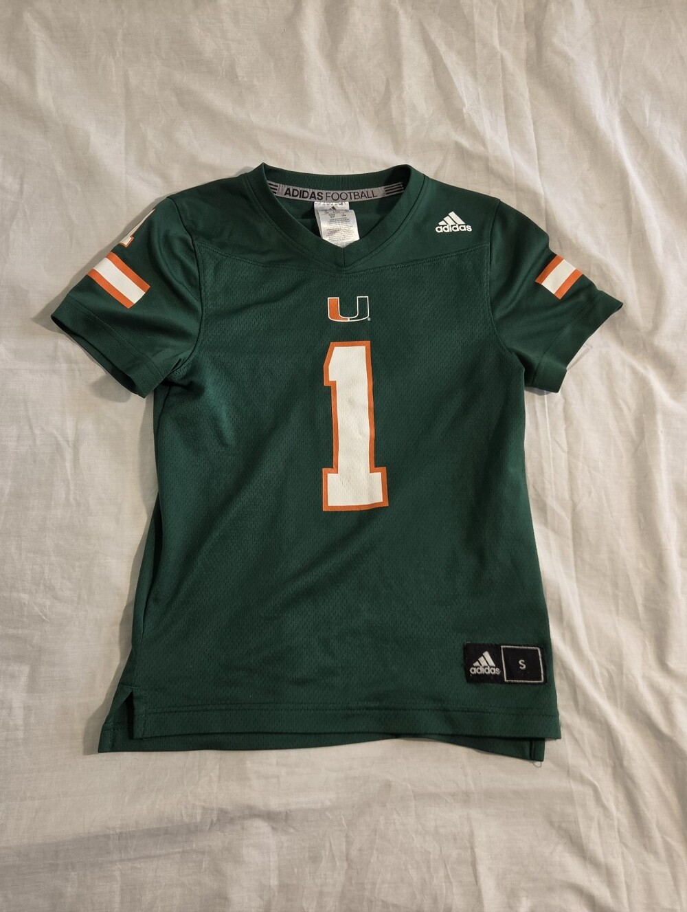 Adidas Miami Hurricanes Jersey Green Football NCAA #1 Canes